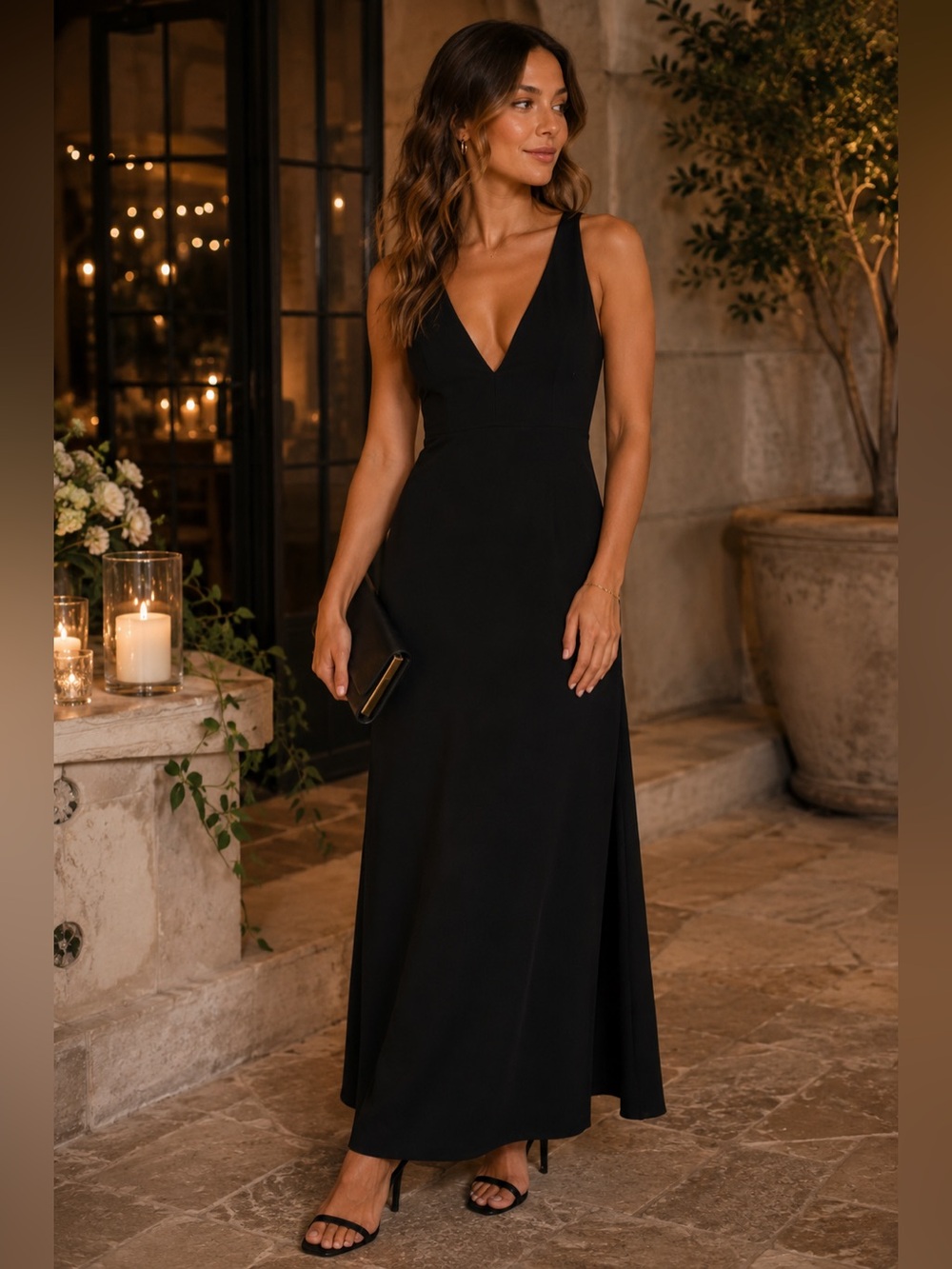 Lulu's Black V-Neck Maxi Dress